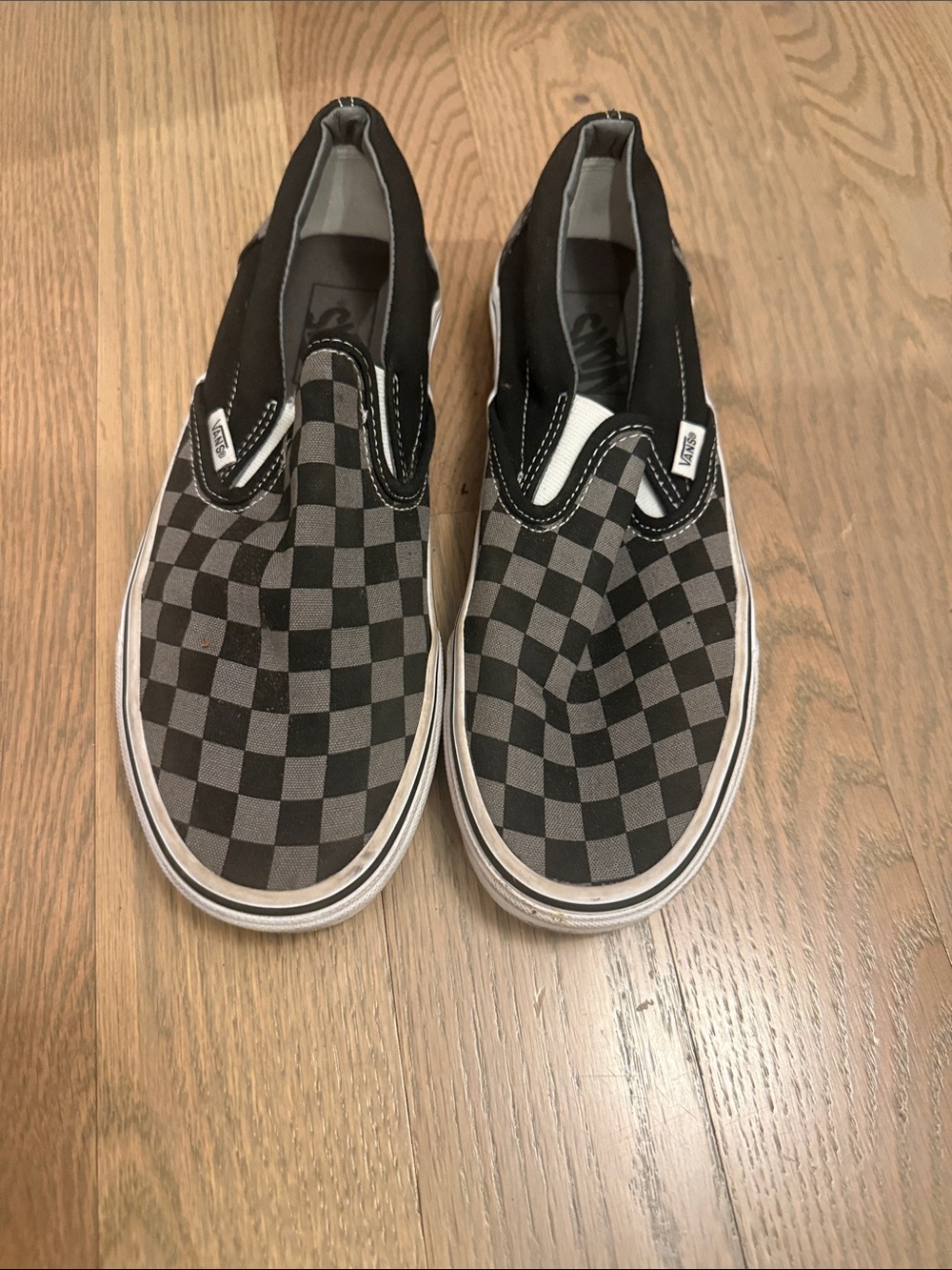 Vans Checkerboard Slip-On Loafers in Black and Gray